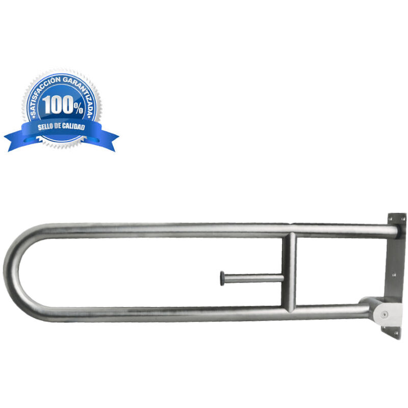 

Barra abatible baño en Acero Inox • Doble Barra de Seguridad con Soporte para papel • 80cm