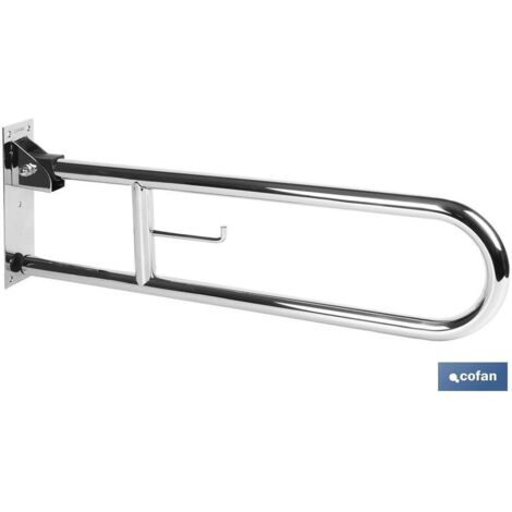 barra abatible para apoyo con accesorio de papel higienico 74 cm