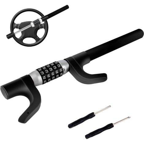 Barra antirrobo para coche, bloqueo del volante con cerradura de combinación, barra antirrobo retráctil universal para coches, camiones y SUV, color negro.