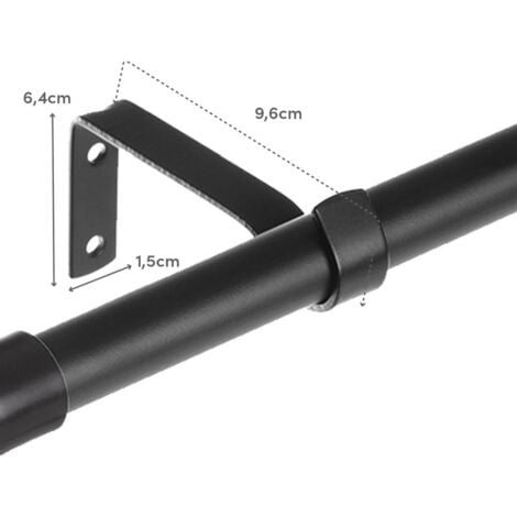 Barra Cortinas Extensible de Acero, Terminales en ABS 122-211cm (Negro)