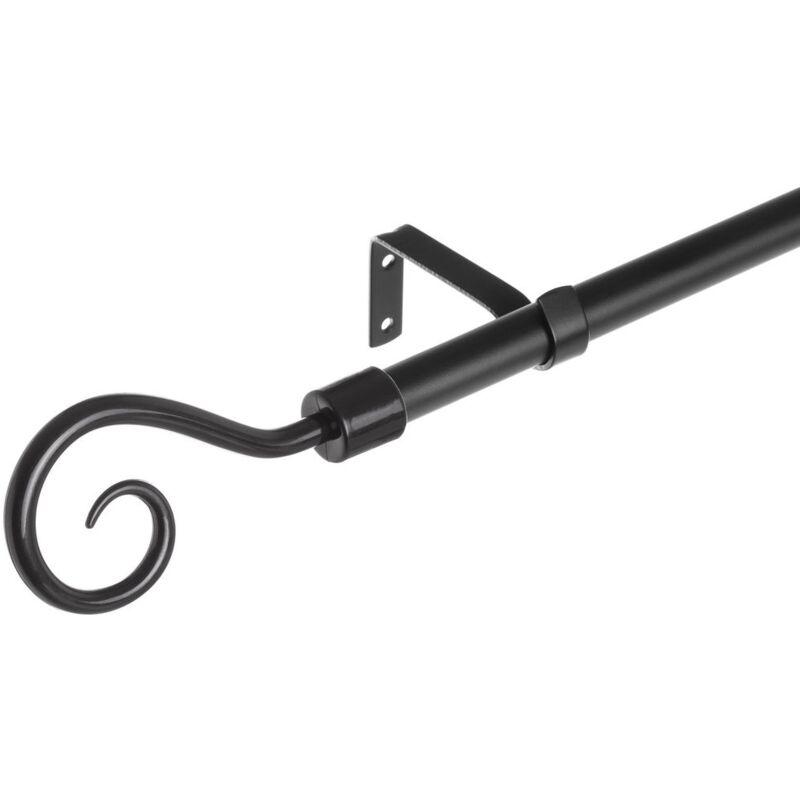 

Barra cortina extensible con espiral negra de metal de 122 a 211 cm