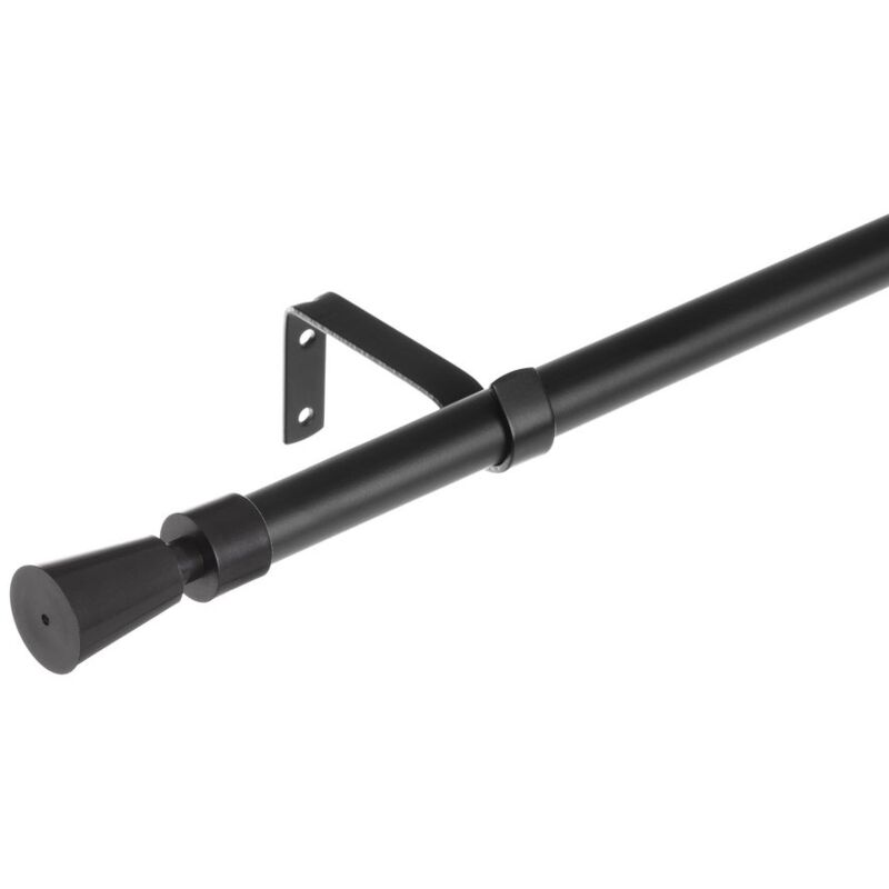 

Barra cortina extensible con tapón negra de metal de 122 a 211 cm
