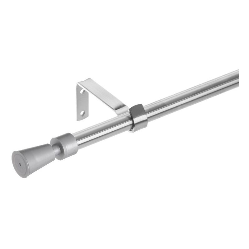 

Barra cortina extensible con tapón plateada de metal de 122a 211 cm