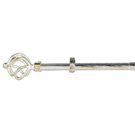 Barra Cortina Extensible Metal Ø 19 mm. Extensible 1,1 / 2,0 Metros Marfil Oro Piña Sin Anilla