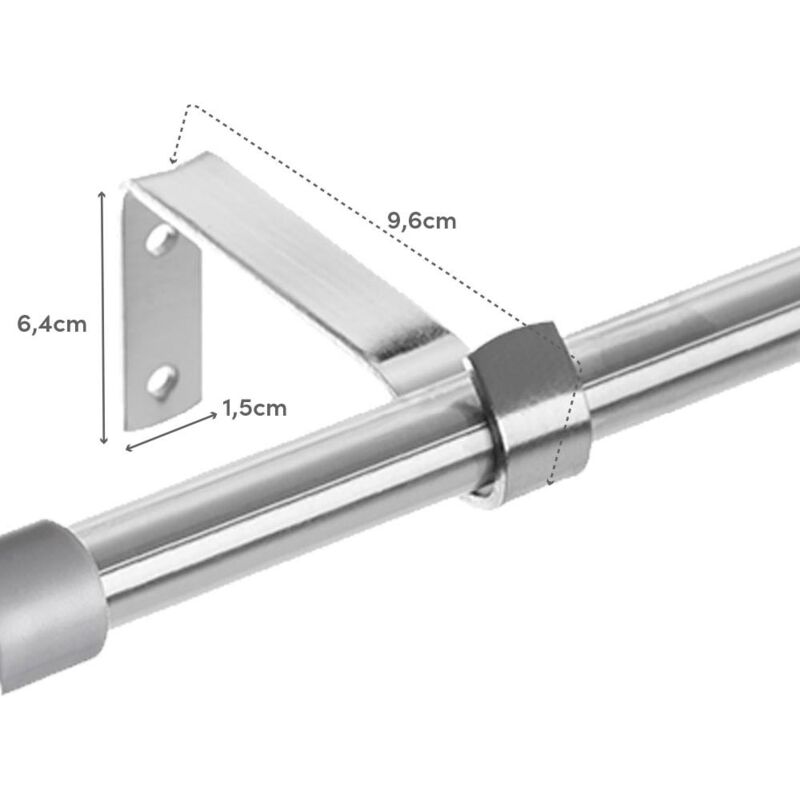 

Barra cortina extensible plateada de acero de 160 a 300 cm