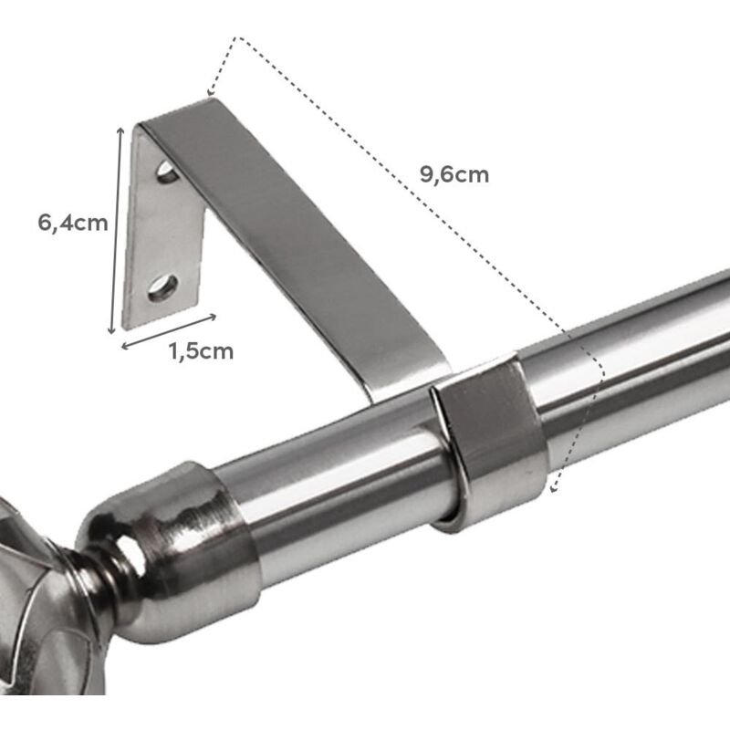 

Barra cortina extensible plateada de metal de 160 a 300 cm