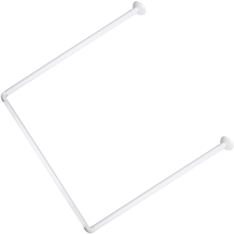 

Barra cuadrada cortina de ducha 3 lados blanca 80x80x80 de acero soporte para bañera mampara