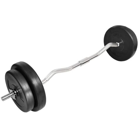 Barra curl con pesas 30 kg