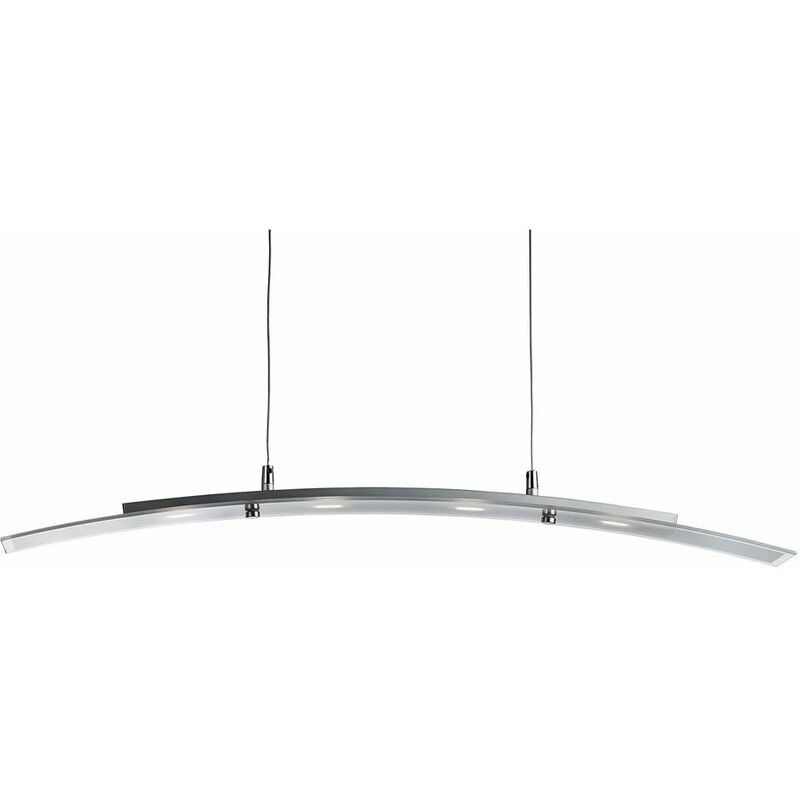 

Tira de luz led, lámpara colgante curva 4 llamas 5W, vidrio esmerilado con borde transparente