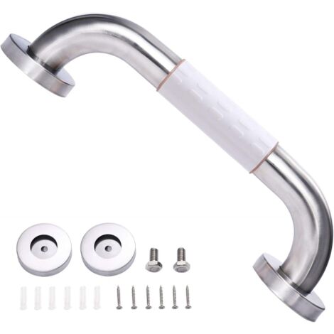 Barra de agarre para ducha (blanco de 30cm), barra de agarre montada en la pared de acero inoxidable, mango de baño seguro para inodoro, baño, cocina y escaleras, 1 ud.