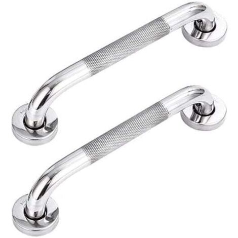 Barra de apoyo para baño KZQ de acero inoxidable 304 con agarre antideslizante para bañera, inodoro, baño y pasamanos de escalera (paquete de 2)