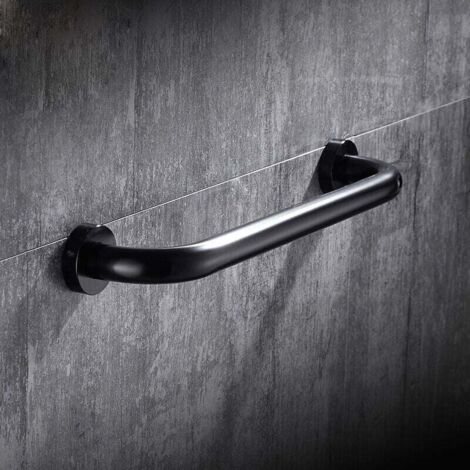 Barra de apoyo para baño, XU, mango de ducha de seguridad, barra de apoyo antideslizante de 30 cm para baño, bañera e inodoro (negro) - KZQ