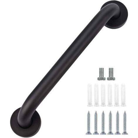 Barra de apoyo para ducha, barra de apoyo para baño de acero inoxidable, barra de apoyo antideslizante negra para ducha, barra de apoyo para inodoro, barra de equilibrio, 40 cm