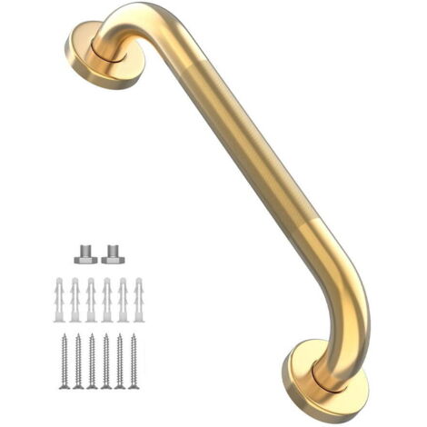 Barra de apoyo para ducha de acero inoxidable chapado en oro de 16 pulgadas, barra de equilibrio para baño, barra de seguridad, soporte para personas discapacitadas, lesionadas y ancianas, asa de asis