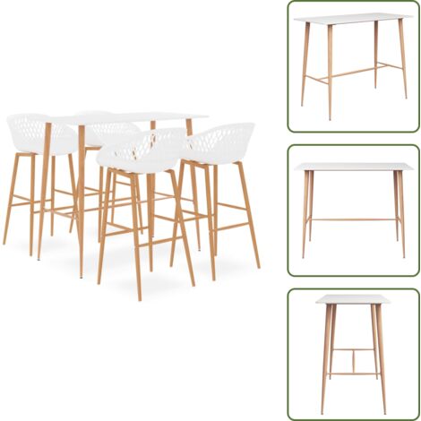 Barra de bar - vidaXL Mesa alta y taburetes de bar de 5 piezas blanco - Sillas de barra