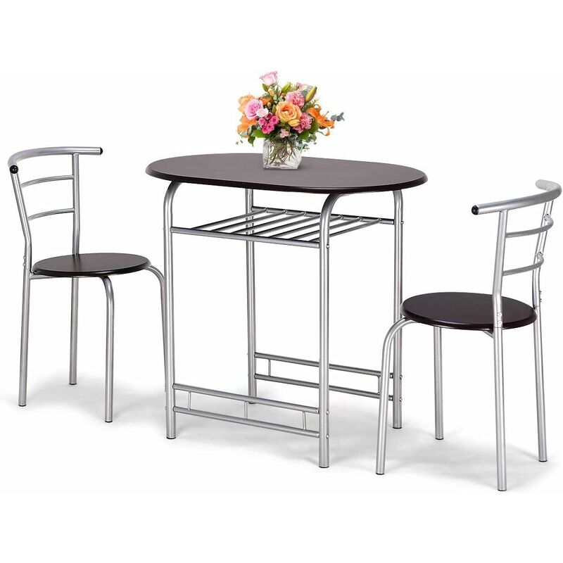 

Barra de Cocina Juego de Mesa y 2 Sillas de Comedor para Balcón Terraza Jardín