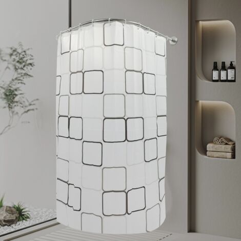 Barra de cortina de ducha de acero inoxidable en forma de U ajustable, barra para cortina de baño