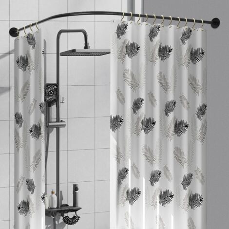 Barra de cortina de ducha extensible 90-130 cm, barra angular semicircular en forma de C, ducha