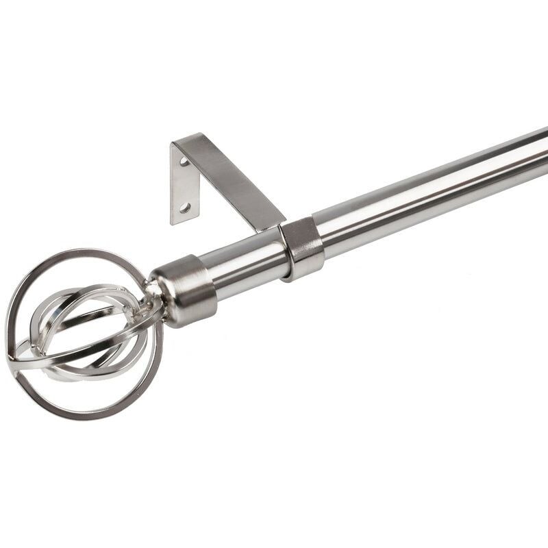 

Barra de cortina extensible de bola plateada de metal cromado de 122 a 211 cm