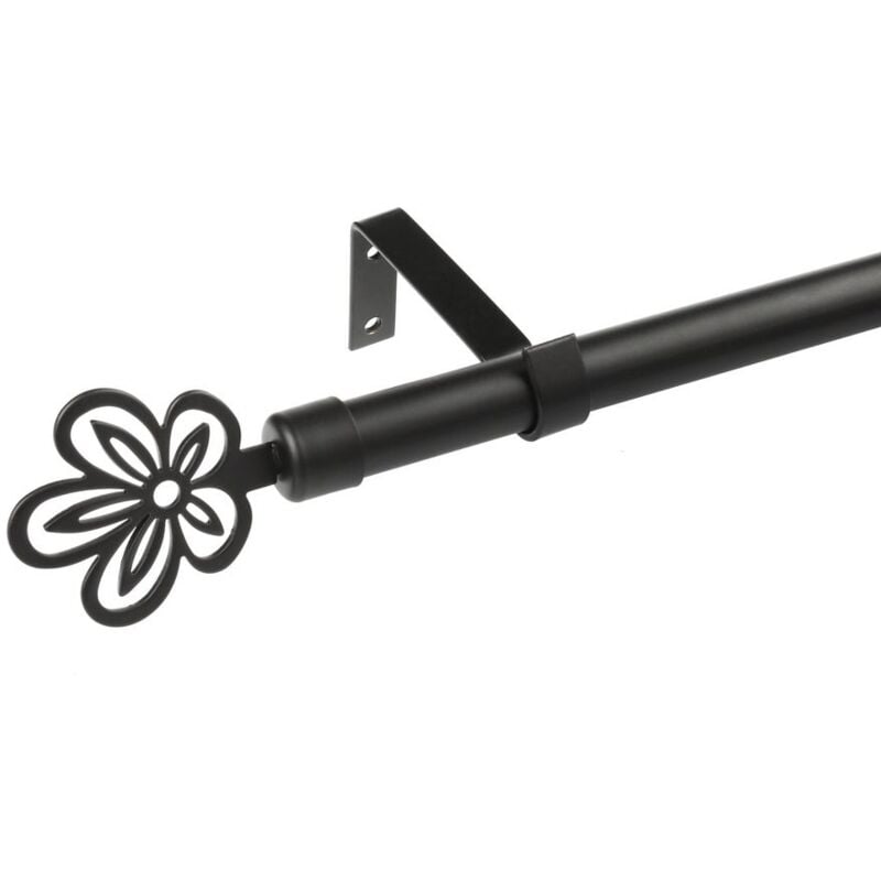 

Barra de cortina extensible de flor negra de metal de 122 a211 cm