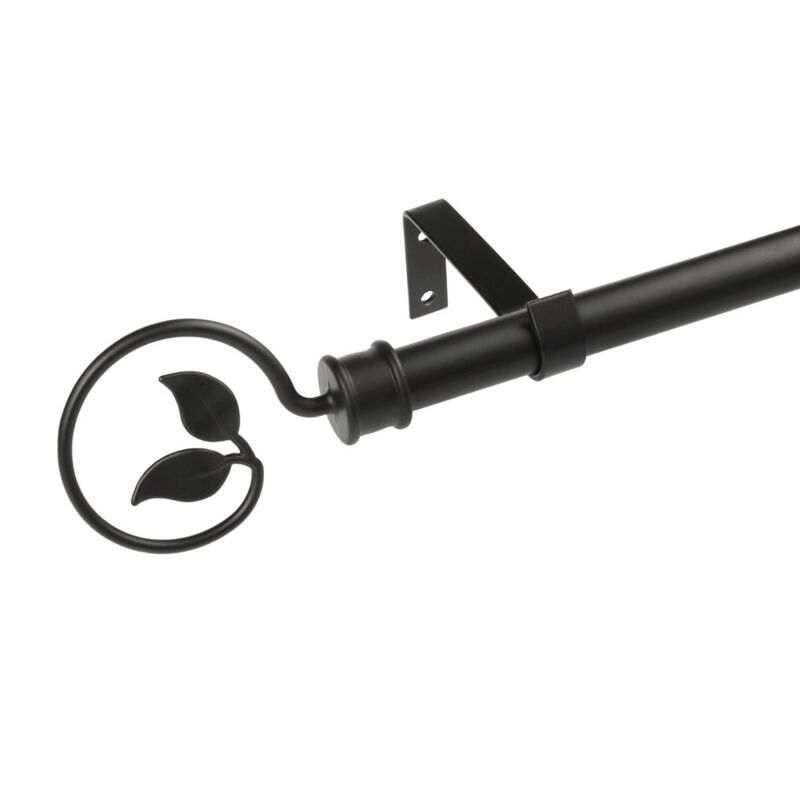 

Barra de cortina extensible de hojas negra de metal de 122 a 211 cm