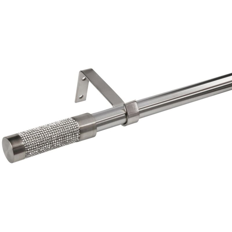 

Barra de cortina extensible plateada de metal cromado de 122 a 211 cm