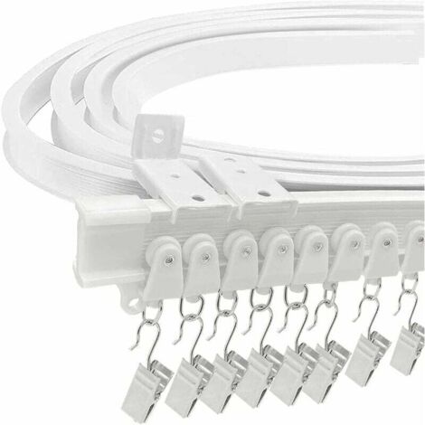 Barra de cortina flexible 3M con 24 ganchos y 24 poleas para balcón, ventanal, sala de estar, bañera, caravana.