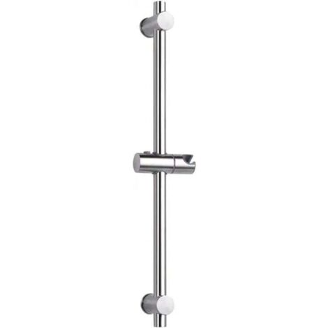 Barra de ducha de acero inoxidable 304 con altura y soporte de ángulo ajustables, acabado en acero inoxidable cepillado y cromo pulido, acero inoxidable cromado, cromo pulido, 66 cm