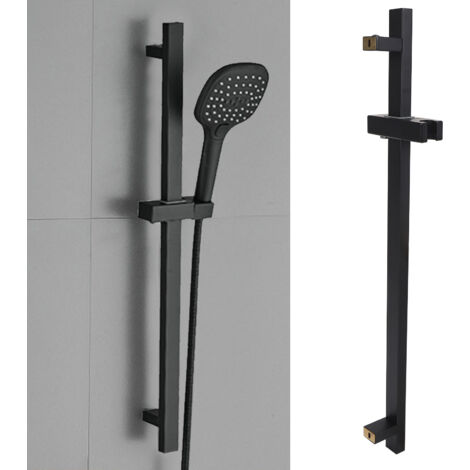 Barra de ducha deslizante – Sistema de elevación de ducha deslizante ajustable, barra de ducha extraíble con rieles de soporte de ABS – Acero inoxidable 304, negro