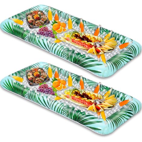 Barra de hielo inflable de PVC Barra de hielo rectangular Barra de ensalada inflable Cubo de hielo inflable con forma de árbol de coco Ranura para hielo, 130 x 62 cm