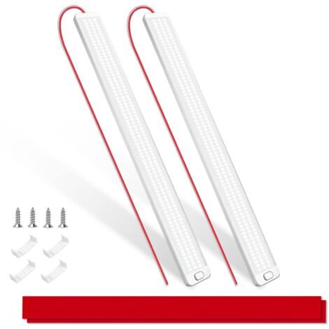 Barra de luz LED de 12 V, 42 cm, 1000 LM, 10 W, barra de luz interior de 228 LED, lámpara de tira de luz blanca superbrillante con interruptor para coche, caravana, camión, autocaravana, barco, 2 piez
