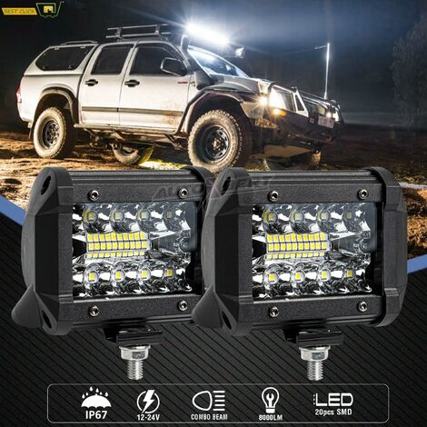 Barra de luz LED de trabajo para coche, foco de luz de trabajo todoterreno de 60W, 12V, lámpara de iluminación de punto 4x4, bombillas de Faro de Tractor, foco de camión ATV UTV, 2 piezas,Federación R