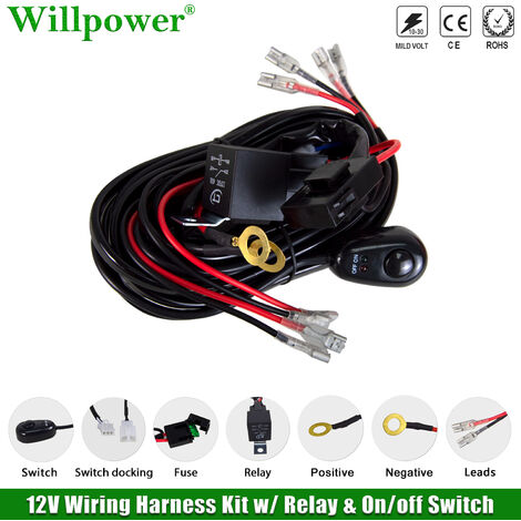 Barra de luz LED de trabajo para coche todoterreno, Kit de arnés de cableado de 4x4, para camioneta, SUV, 40A, lámpara antiniebla de conducción, interruptor de encendido/apagado,CHINA