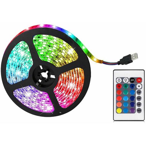 Barra de luz LED Kit de retroiluminación de TV USB con control remoto de 16 colores (remoto de 24 teclas), 0.5M/30 luces - 0.5M/30 luces