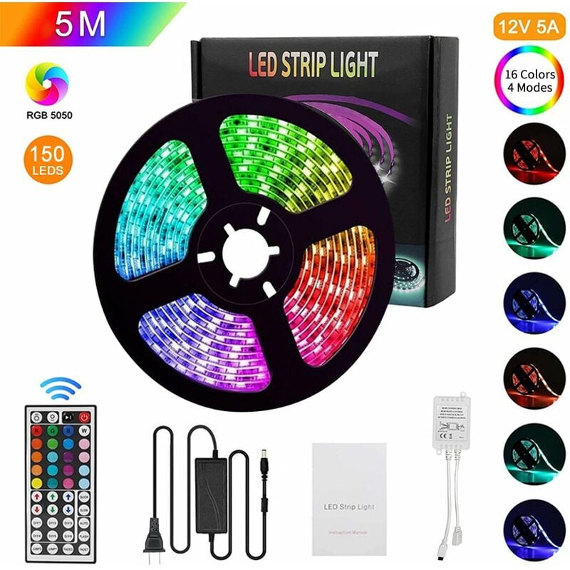 

barra de luz RGB + control remoto de 44 teclas + empaque estandar aleatoria modelo americano, a prueba de agua de 5 metros 150 no suministra 3A +