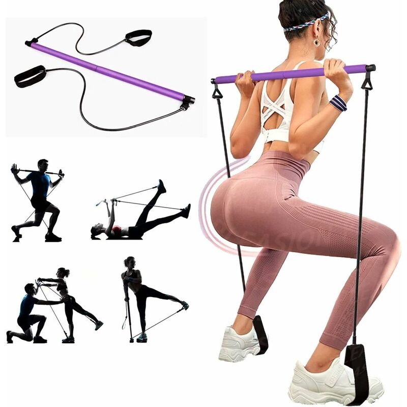 

Barra de pilates ajustable para la construcción de músculos elásticos, esculpir el cuerpo de la línea de la cadera, entrenamiento de yoga, kit de