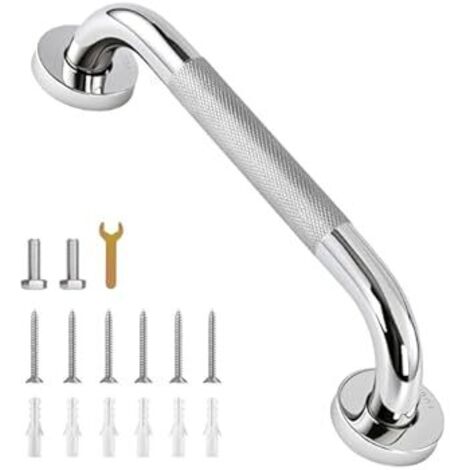 Barra di Appoggio per Bagno Antiscivolo in Acciaio Inossidabile, Maniglia di Sicurezza per Doccia e Vasca, Supporto per Anziani/Disabili/Bambini, 34 cm