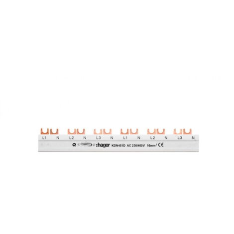 Barra di collegamento 2P 80A 16 mm2 forcella (12 moduli) KDN451D