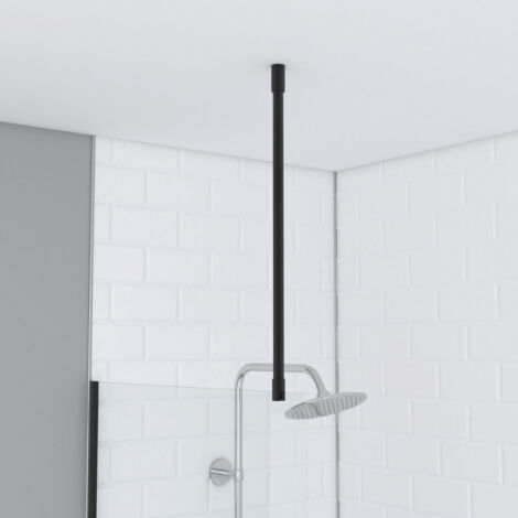 Barra di fissaggio al soffitto per doccia a filo pavimento laccata nero opaco - 60 cm accorciabile