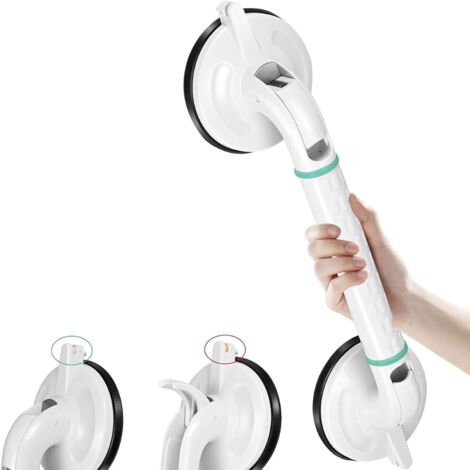Barra di sostegno per doccia in acciaio inossidabile, maniglia per doccia con ventosa, maniglia con ventosa per bagno, robuste barre di sostegno per doccia, presa per disabili (46 cm)
