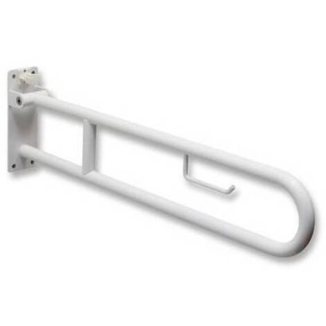 BARRA DI SOSTEGNO RIBALTABILE CON PORTACARTA IGIENICA cm. 85 Acciaio Inox