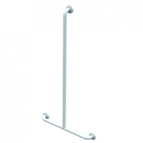 Barra di supporto in acciaio inox rivestita in epoxy con supporto doccetta bianco 600x1200mm D32mm