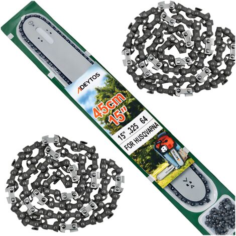 BARRA GU脥A PARA SIERRA DE GASOLINA + 2x CADENAS 45cm 15'' 64 1.5 325