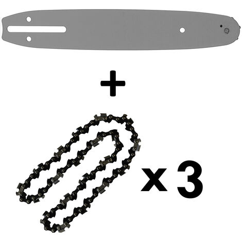 Barra guía de 10 pulgadas (26 cm) con 3 cadenas de 40 eslabones para motosierras de 25 cm3