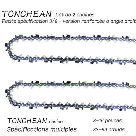 Barra guía y cadena para motosierra, paquete de 2 cadenas de 3/8" LP de 56 eslabones de bajo retroceso (38 cm) con hoja de 28 secciones y segmento electrolítico en ángulo recto.
