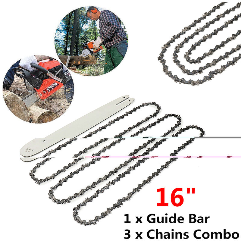 

Barra guía de 16 '' + cadena de motosierra de 3 x 3/8 para STIHL 009012 021 E180 MS180 MS190 MS250 HT70