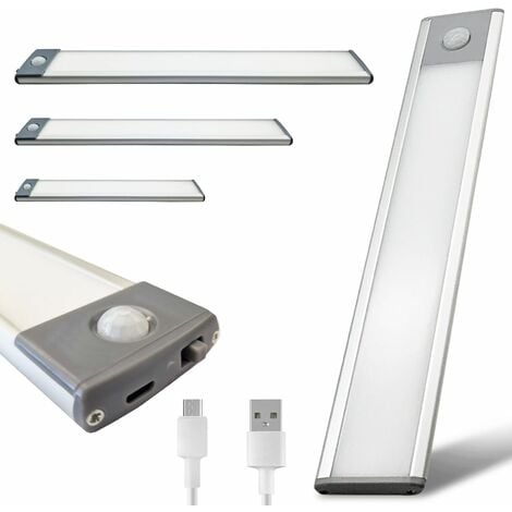 V-TAC lampada led barra per armadio ricaricabile USB 1.5w con sensore porta  luce mobili colore argento luce 4000k sku 2958
