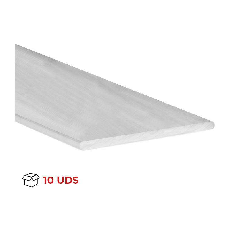

Caja con 10 barras plana de aluminio, acabado en crudo y 1000 mm de largo. Ref. 9002.30.00