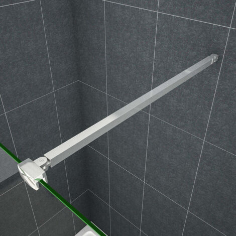 Barra Stabilizzatrice Cromo Lucido da 90 cm con Due Teste Girevoli per Box Doccia Walk In Parete Fissa Vetro Da 6-10 mm