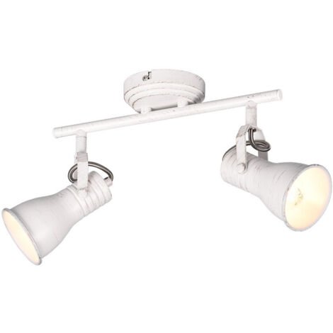 Barra STEAM barra 2 Faretti e portafarettis orientabili L.30cm metallo bianco anticato 813400227